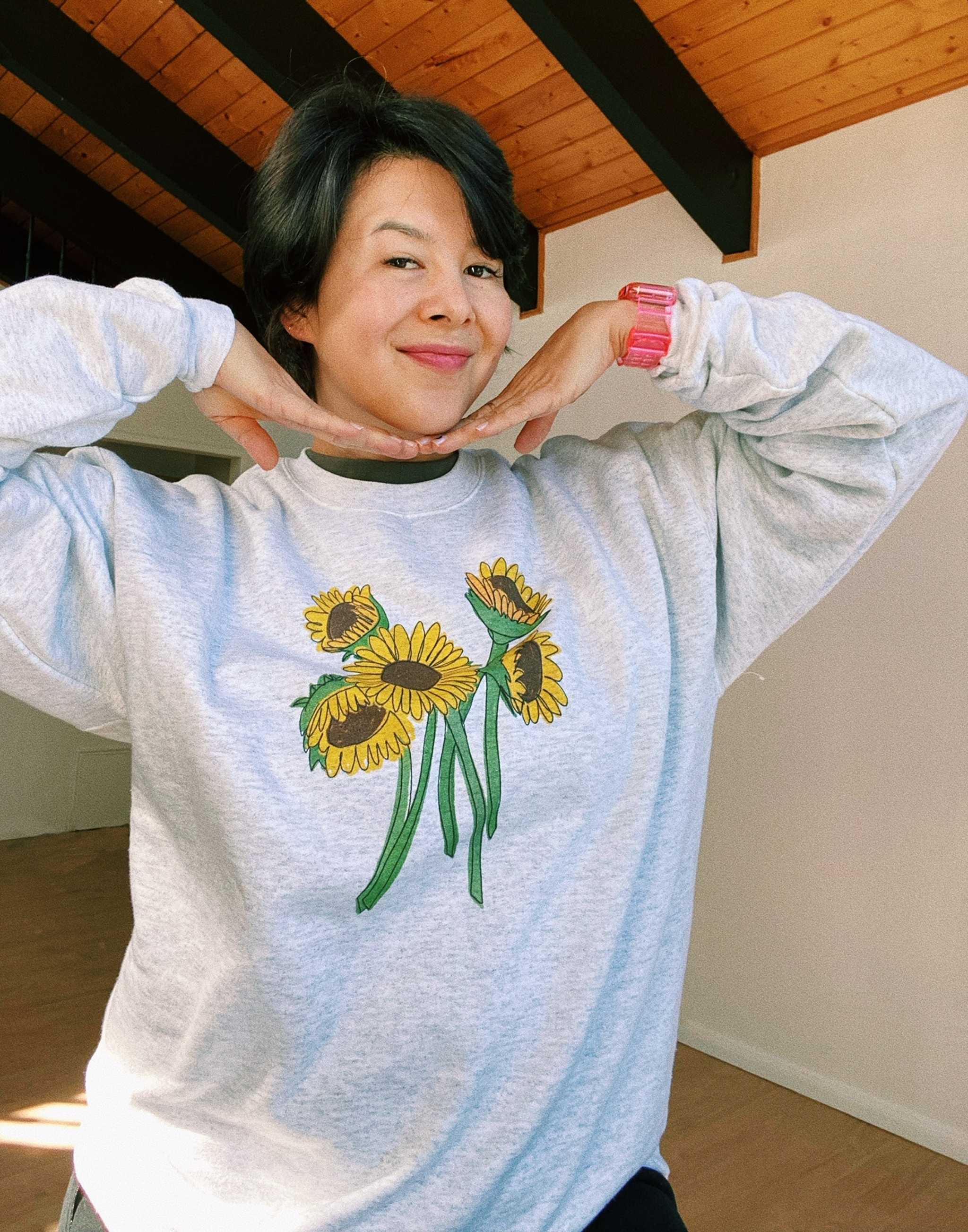 Embroidered sunflower clearance sweater